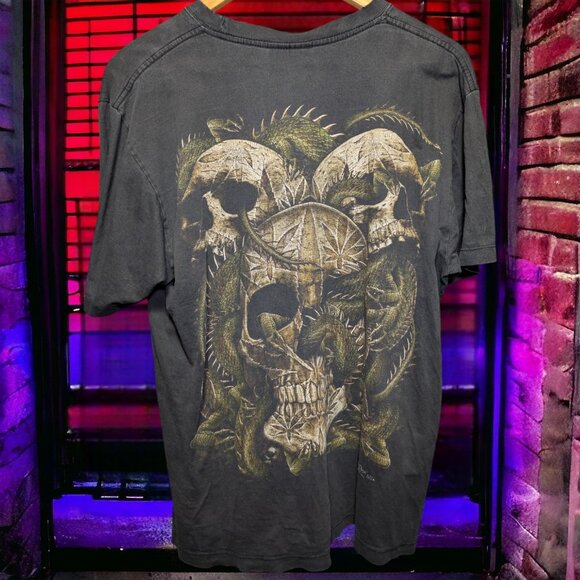 Rock Chang Skulls Reptiles and Pot Double Sided Vintage T-Shirt - Picture 2 of 7